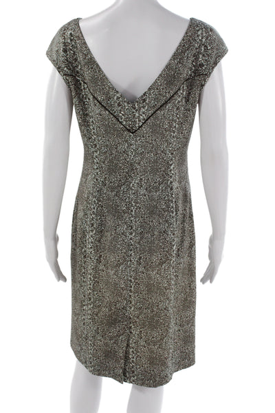 Tory Burch Womens Sheath Dress Brown Short Sleeve Geometric Size 8