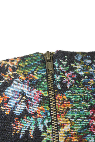 Line & Dot Womens Bodycon Mini Dress Black Floral Short Sleeve Size XS