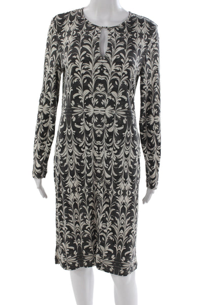 Tory Burch Womens Black Floral Sheath Dress Long Sleeve Knee Size L