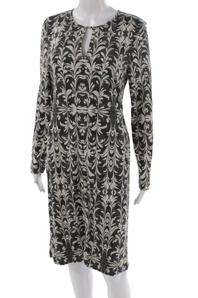 Tory Burch Womens Black Floral Sheath Dress Long Sleeve Knee Size L