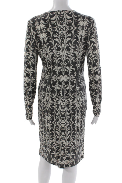 Tory Burch Womens Black Floral Sheath Dress Long Sleeve Knee Size L