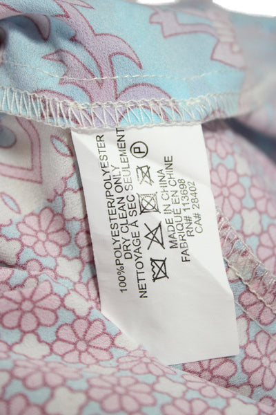 Shoshanna Women Blouson Dress Light Blue Floral Long Sleeve Knee Length Size 4
