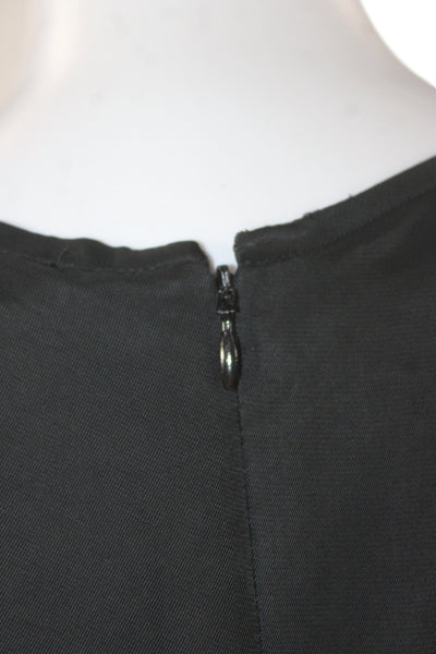 Madewell Women Black Satin Maxi Sheath Jumpsuit V-Neck Short Sleeve Size 6