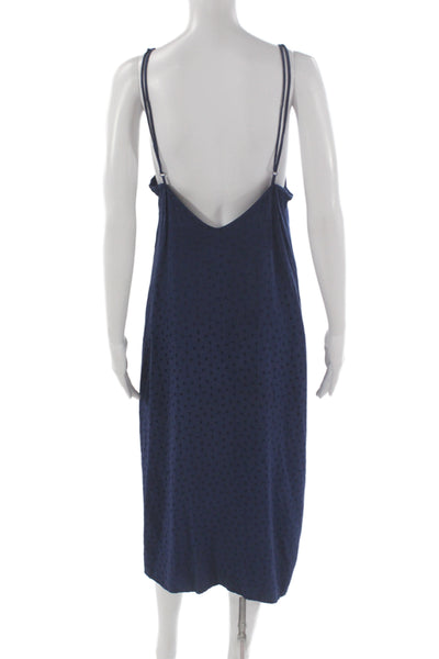 ONIA Womens Slip Dress Dark Blue Satin Square Neck Knee Length Petite Size S