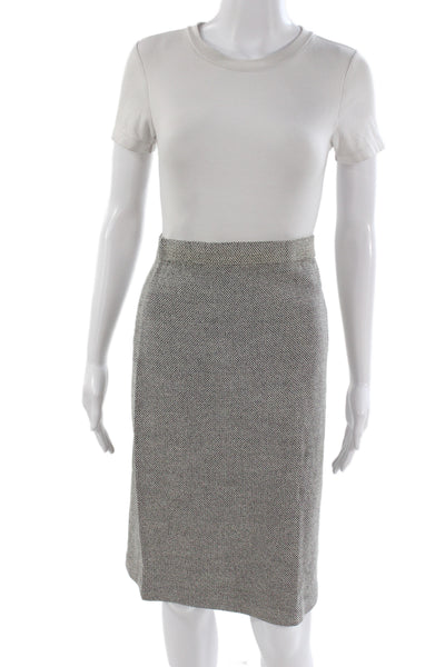 St John Collection Women Pencil Skirt Gray Herringbone Size 8