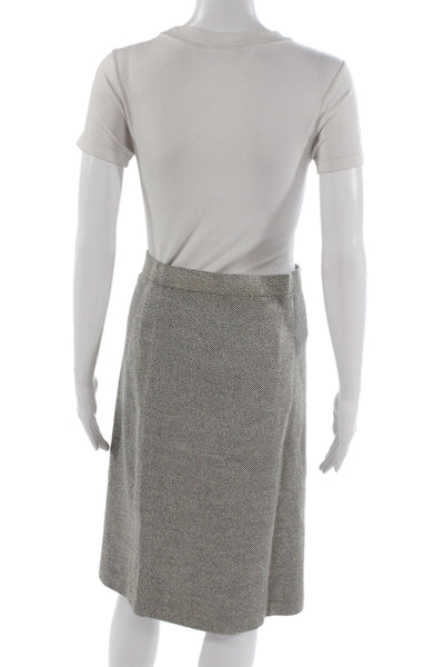 St John Collection Women Pencil Skirt Gray Herringbone Size 8