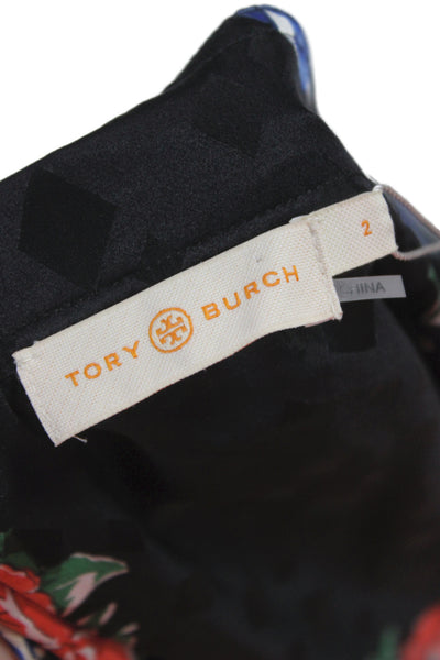 Tory Burch Womens Silk Floral Wrap Flare Skirt Black Size 2