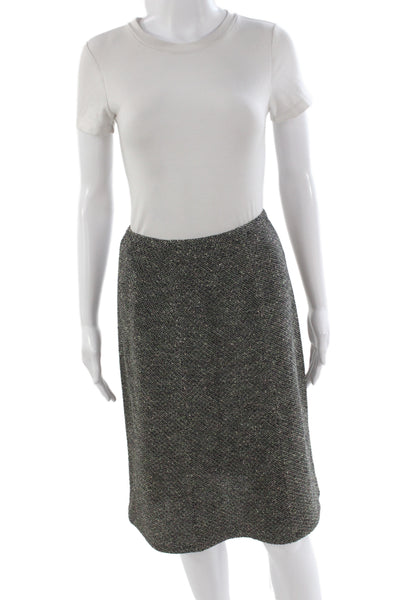 St. John Collection Womens A-Line Skirt Dark Gray Cotton Wool Size 2