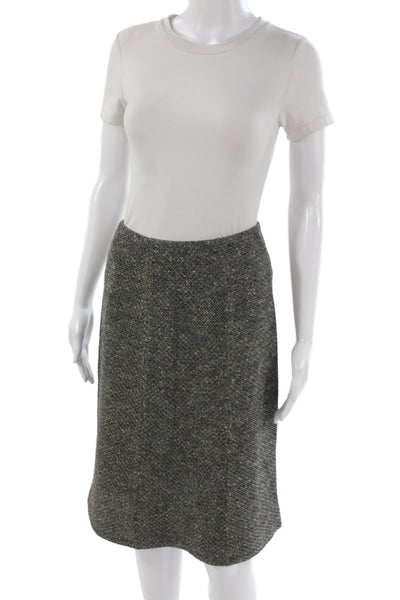 St. John Collection Womens A-Line Skirt Dark Gray Cotton Wool Size 2