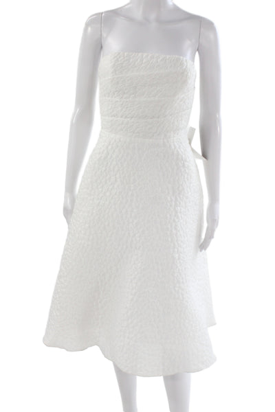 Theia Women A-Line Fit & Flare Mid-Calf White Sleeveless Dress Size 4