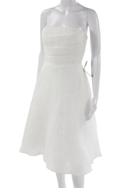 Theia Women A-Line Fit & Flare Mid-Calf White Sleeveless Dress Size 4