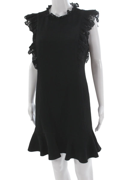 Rebecca Taylor Women Fit & Flare Dress Black High Neck Sleeveless Size 6