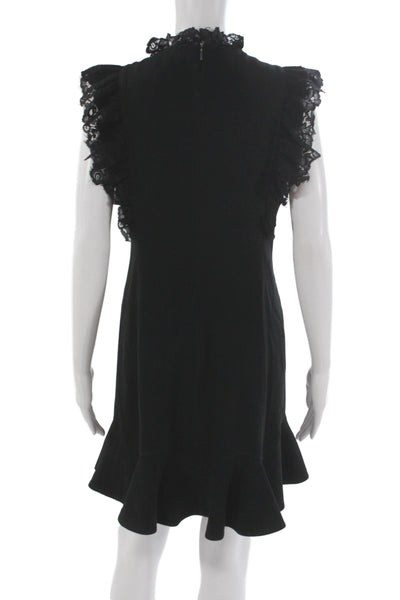 Rebecca Taylor Women Fit & Flare Dress Black High Neck Sleeveless Size 6