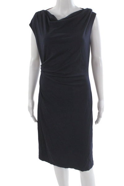 Lafayette 148 New York Women Sheath Dark Blue Mid Calf Dress Size 6