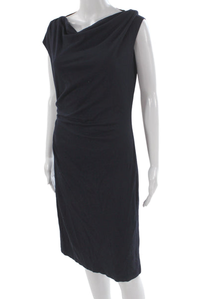 Lafayette 148 New York Women Sheath Dark Blue Mid Calf Dress Size 6