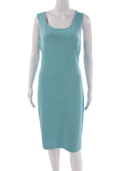 St. John Collection Women Sleeveless Sheath Sweater Dress Light Blue Size 10