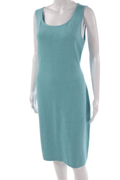 St. John Collection Women Sleeveless Sheath Sweater Dress Light Blue Size 10