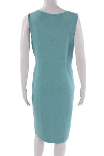 St. John Collection Women Sleeveless Sheath Sweater Dress Light Blue Size 10