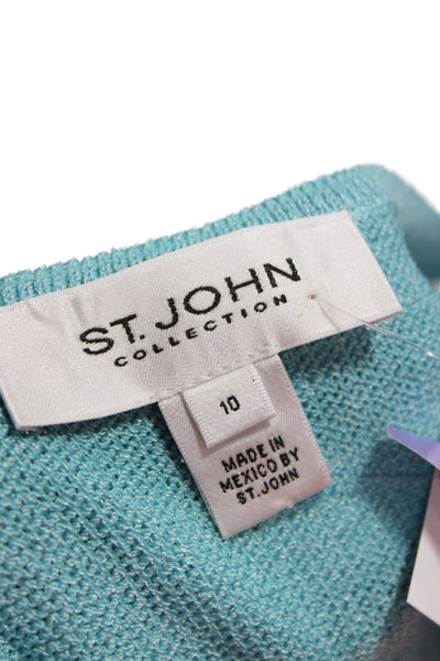 St. John Collection Women Sleeveless Sheath Sweater Dress Light Blue Size 10
