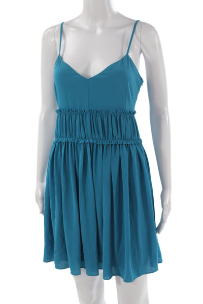 Cinq A Sept Women Sundress Slip V-Neck Sleeveless Short Blue Zip Size 10