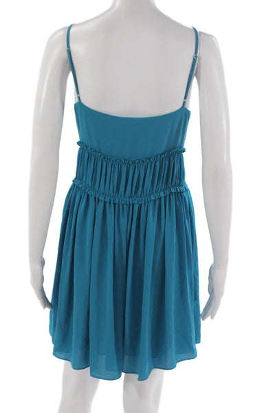 Cinq A Sept Women Sundress Slip V-Neck Sleeveless Short Blue Zip Size 10
