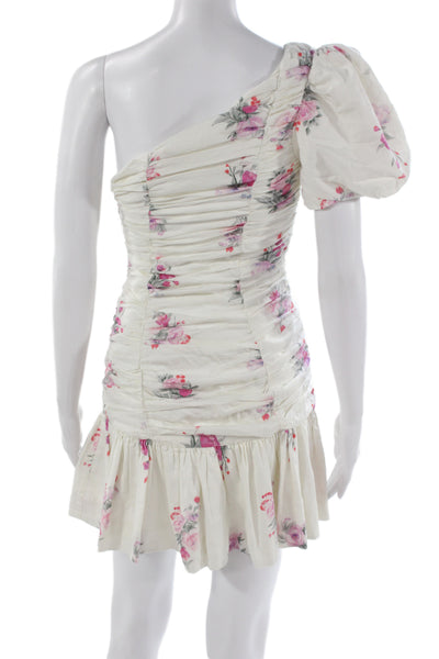 Love Shack Fancy Women Mini Sundress White Floral Cotton Zip Size S