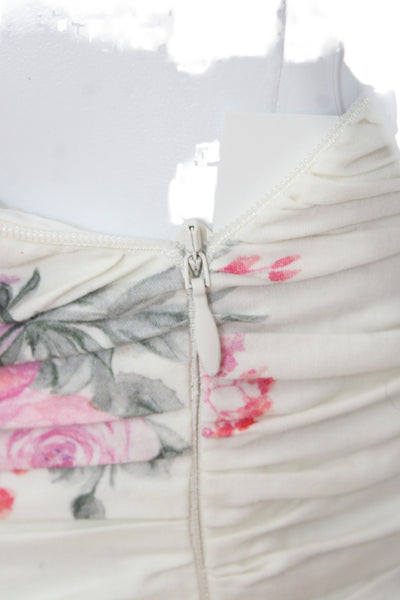 Love Shack Fancy Women Mini Sundress White Floral Cotton Zip Size S