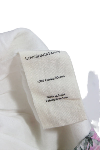 Love Shack Fancy Women Mini Sundress White Floral Cotton Zip Size S
