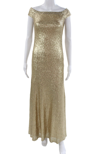 Theia Women Sheath Maxi Dress Beige Wool Rayon Size 6