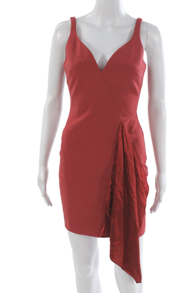 Cinq A Sept Womens Bodycon Mini Dress Red V Neck Sleeveless Zip Size 0