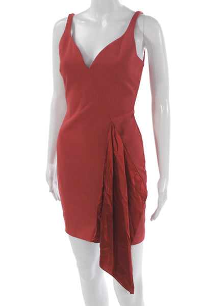 Cinq A Sept Womens Bodycon Mini Dress Red V Neck Sleeveless Zip Size 0