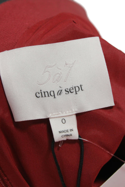 Cinq A Sept Womens Bodycon Mini Dress Red V Neck Sleeveless Zip Size 0