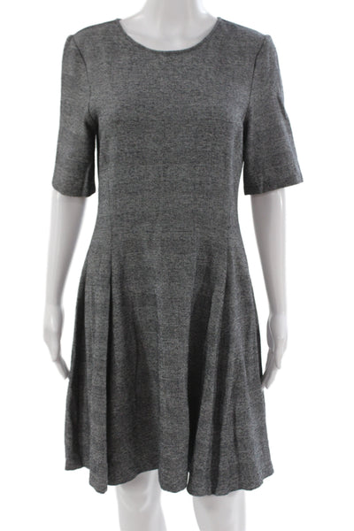 Theory Womens A-Line Fit & Flare Dark Gray Herringbone Dress Size 10 Tall