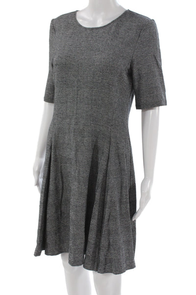 Theory Womens A-Line Fit & Flare Dark Gray Herringbone Dress Size 10 Tall