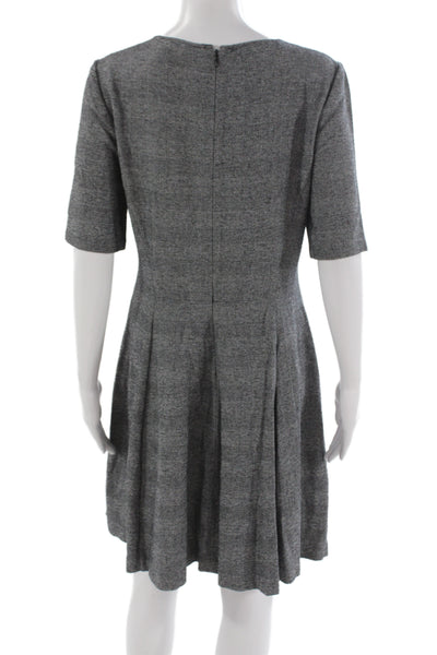 Theory Womens A-Line Fit & Flare Dark Gray Herringbone Dress Size 10 Tall