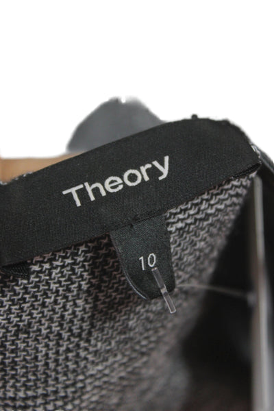 Theory Womens A-Line Fit & Flare Dark Gray Herringbone Dress Size 10 Tall