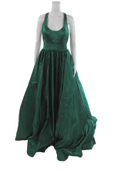 La Femme Womens Ball Gown Dress Green Sleeveless Zip Long Size 8