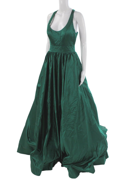La Femme Womens Ball Gown Dress Green Sleeveless Zip Long Size 8