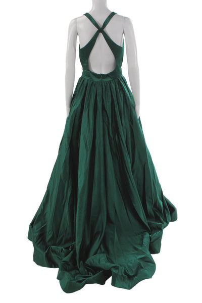 La Femme Womens Ball Gown Dress Green Sleeveless Zip Long Size 8