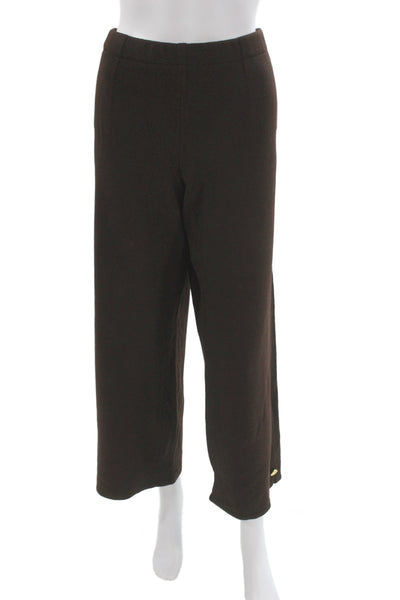 St. John Sport Womens Cropped Brown Wool Blend Pants Size 12