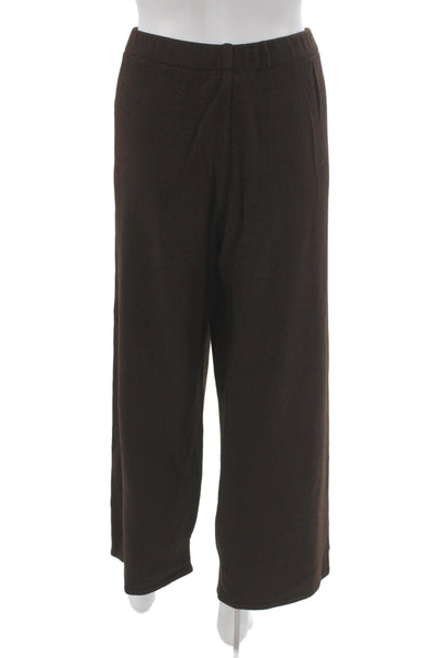 St. John Sport Womens Cropped Brown Wool Blend Pants Size 12