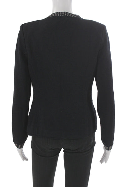 St. John Women 2 Piece Black Cotton Polyester Blazer Crew Neck Size M