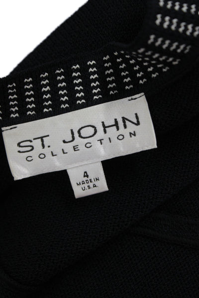 St. John Women 2 Piece Black Cotton Polyester Blazer Crew Neck Size M