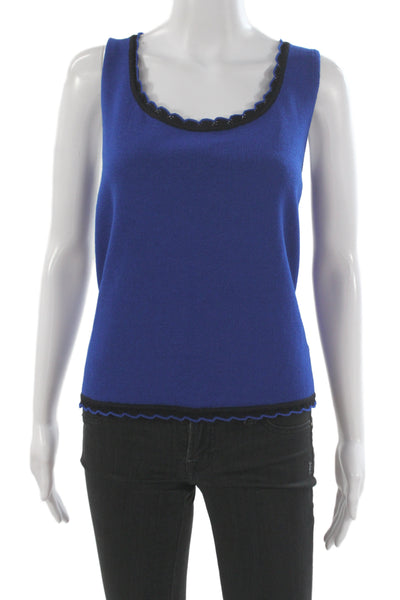St. John Collection Womens Designer Basic Sleeveless Tank Blue Wool Size M