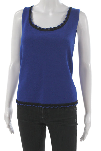 St. John Collection Womens Designer Basic Sleeveless Tank Blue Wool Size M