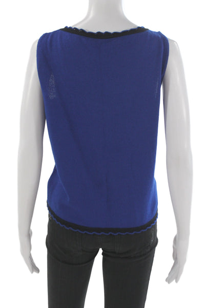 St. John Collection Womens Designer Basic Sleeveless Tank Blue Wool Size M