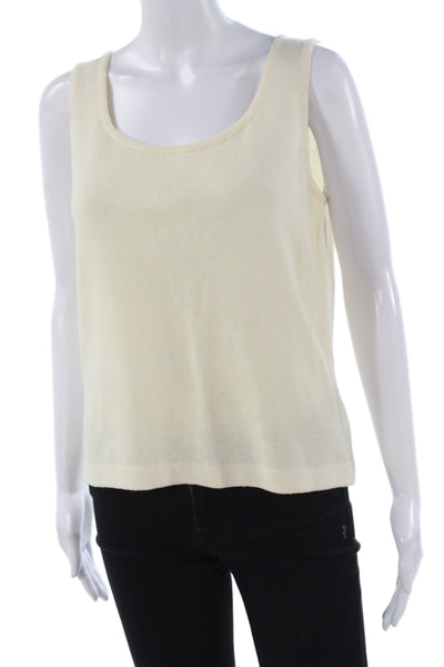 St. John Womens Beige Cotton Sleeveless Basic Tank Round Neck Size S