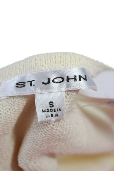 St. John Womens Beige Cotton Sleeveless Basic Tank Round Neck Size S