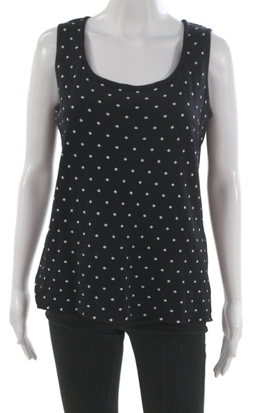 St. John Collection Womens Basic Sleeveless Cotton Tank Black Round Neck Size S