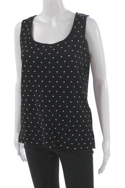 St. John Collection Womens Basic Sleeveless Cotton Tank Black Round Neck Size S